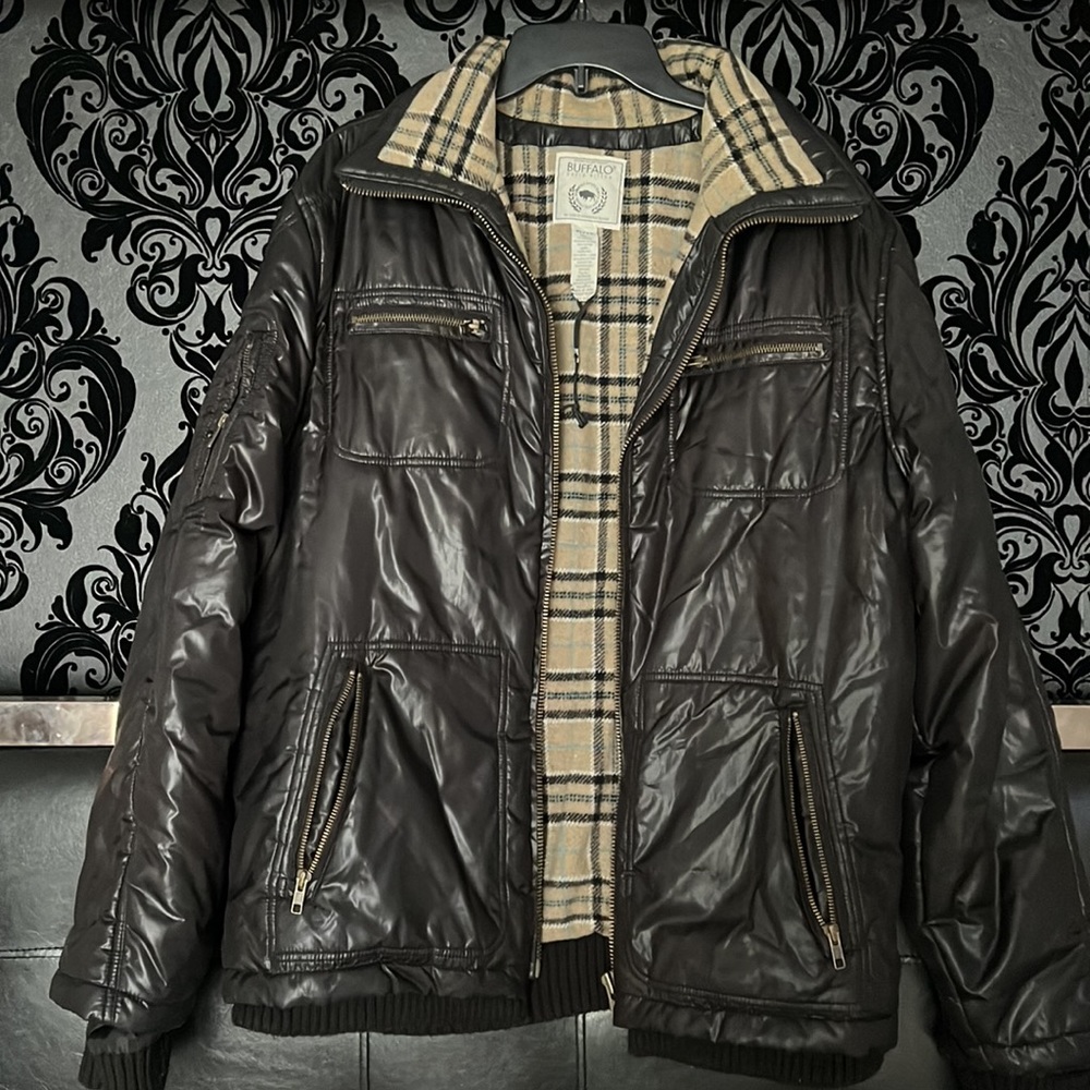 SOLD Black leather winter jacket